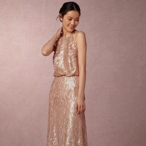 BHLDN Donna Morgan Alana Rose Gold sequence dress - Size 4
